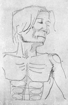 Taninaka Yasunori self-portrait drawing