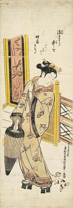 Okumura Masanobu bijin with umbrella